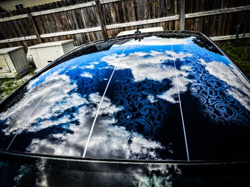 Lace roof added with some blue stripes under the black!